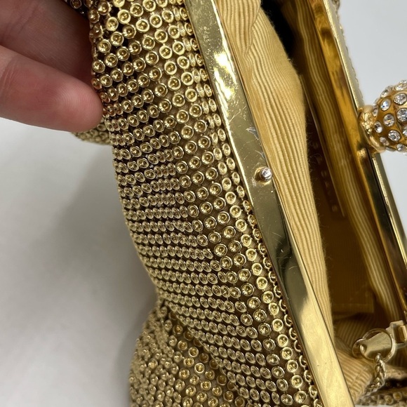 Whiting & Davis Gold Crystal Ball Metal Mesh Evening Party Clutch Bag Purse - Picture 14 of 16